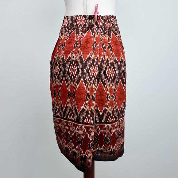 Jones New York 100% Silk Autumn Boho Faux Wrap Straight Skirt NWT - Picture 7 of 9